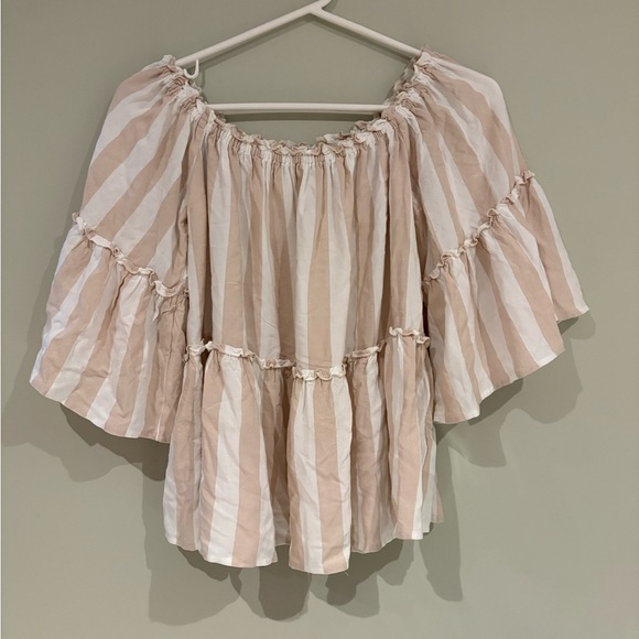 Beachy Striped Off-Shoulder Blouse American Eagle Medium - Picture 2 of 7